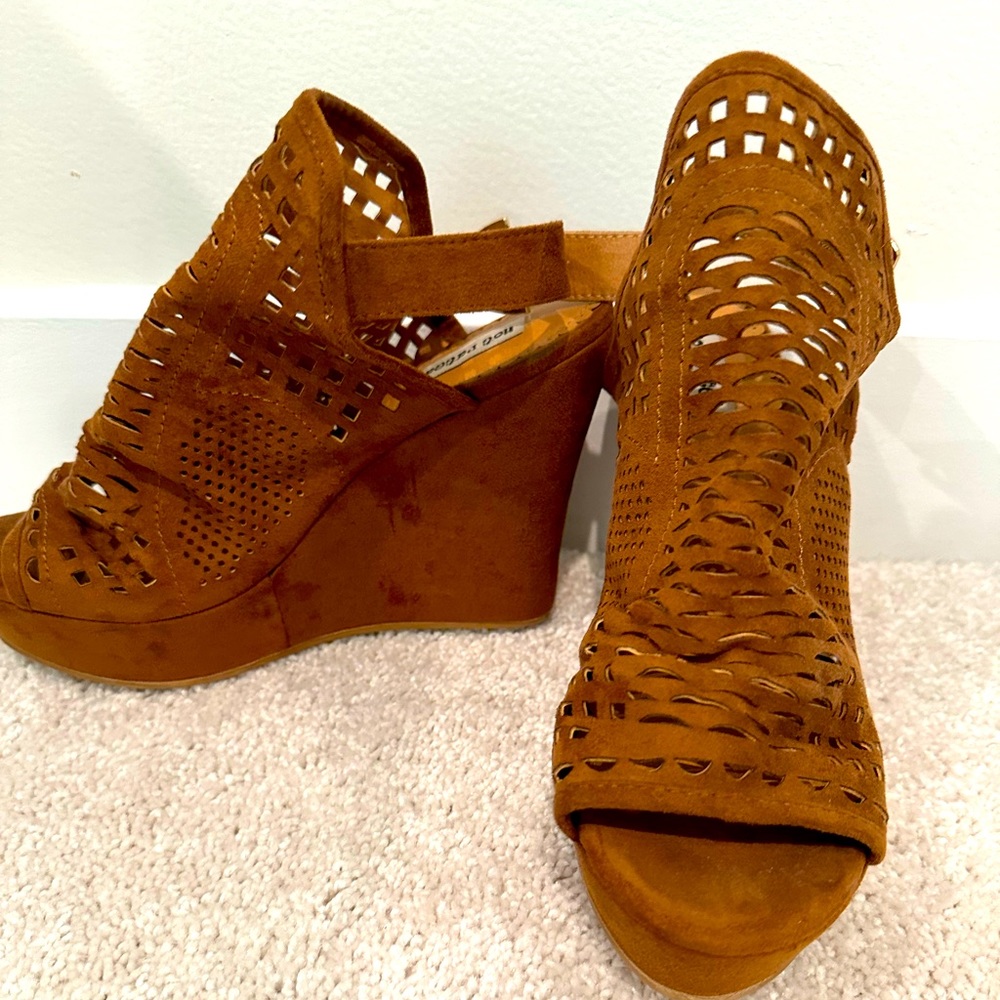 Brown wedge sandals